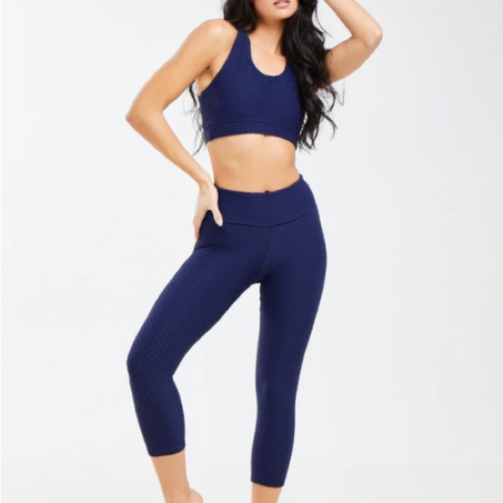 Booty by Brabants Cropped Croco Skin Leggings- Midnight Blue